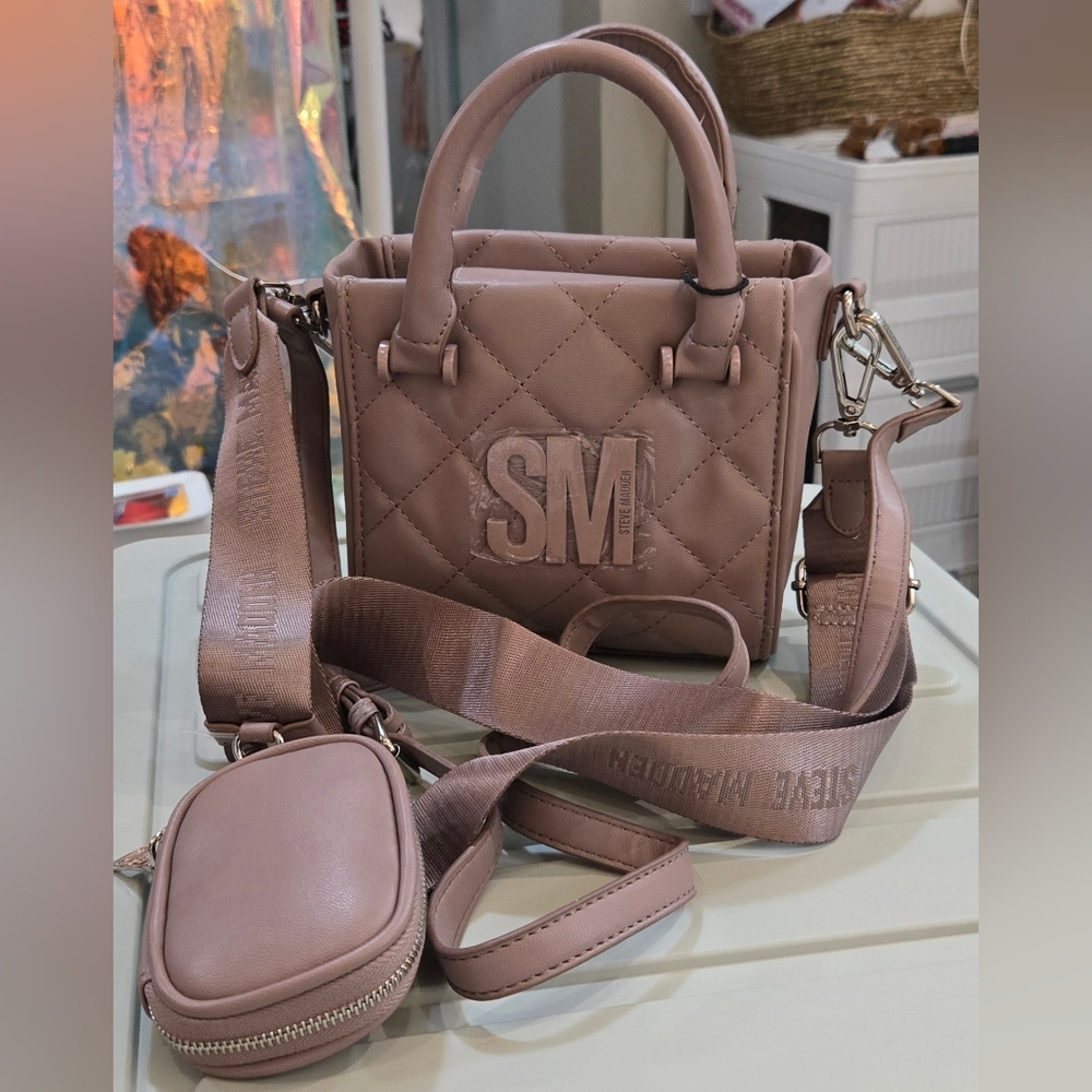 Steve Madden Lilac Mauve Bbahi Crossbpdy Quilted Convertible Handbag